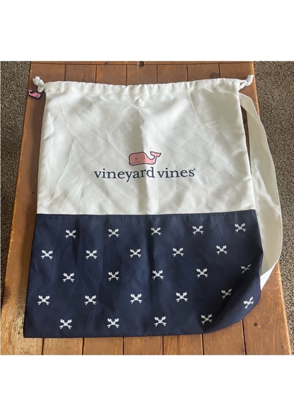 VINEYARD VINES Crossed Fishbone LAUNDRY BAG LIMITED EDITION NAVY